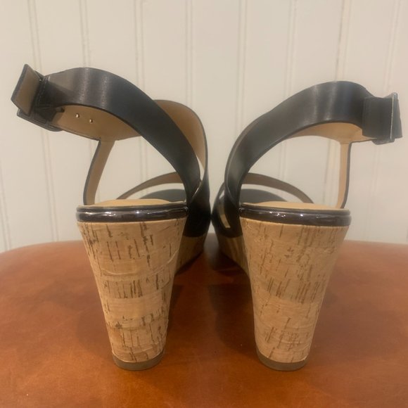Franco Sarto, Black with Cork Wedges, Size 9.5M - Picture 5 of 7